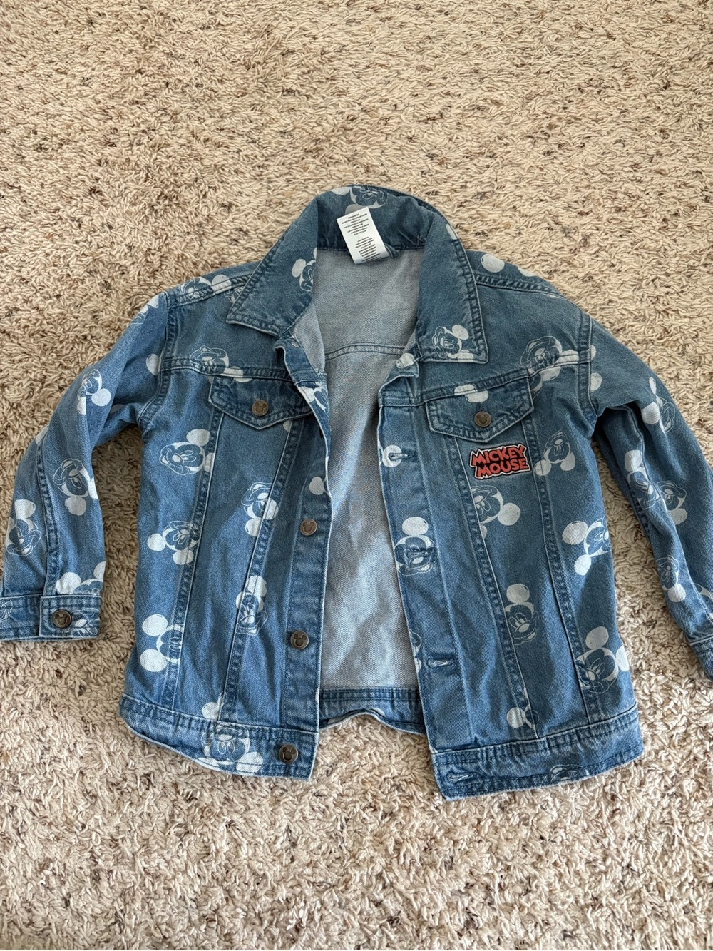 Disney Mickey Mouse blue denim trucker jacket with white Mickey Mouse Size 6
